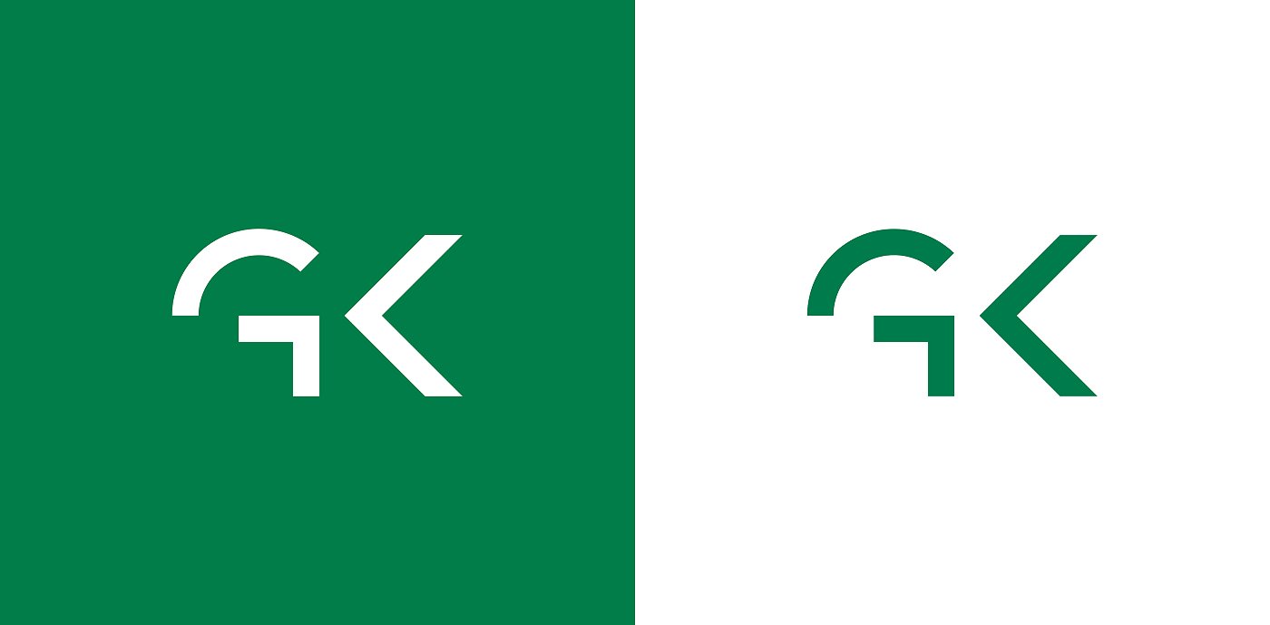 GKs logo i hvit og grønn GKs logo i hvit og grønn