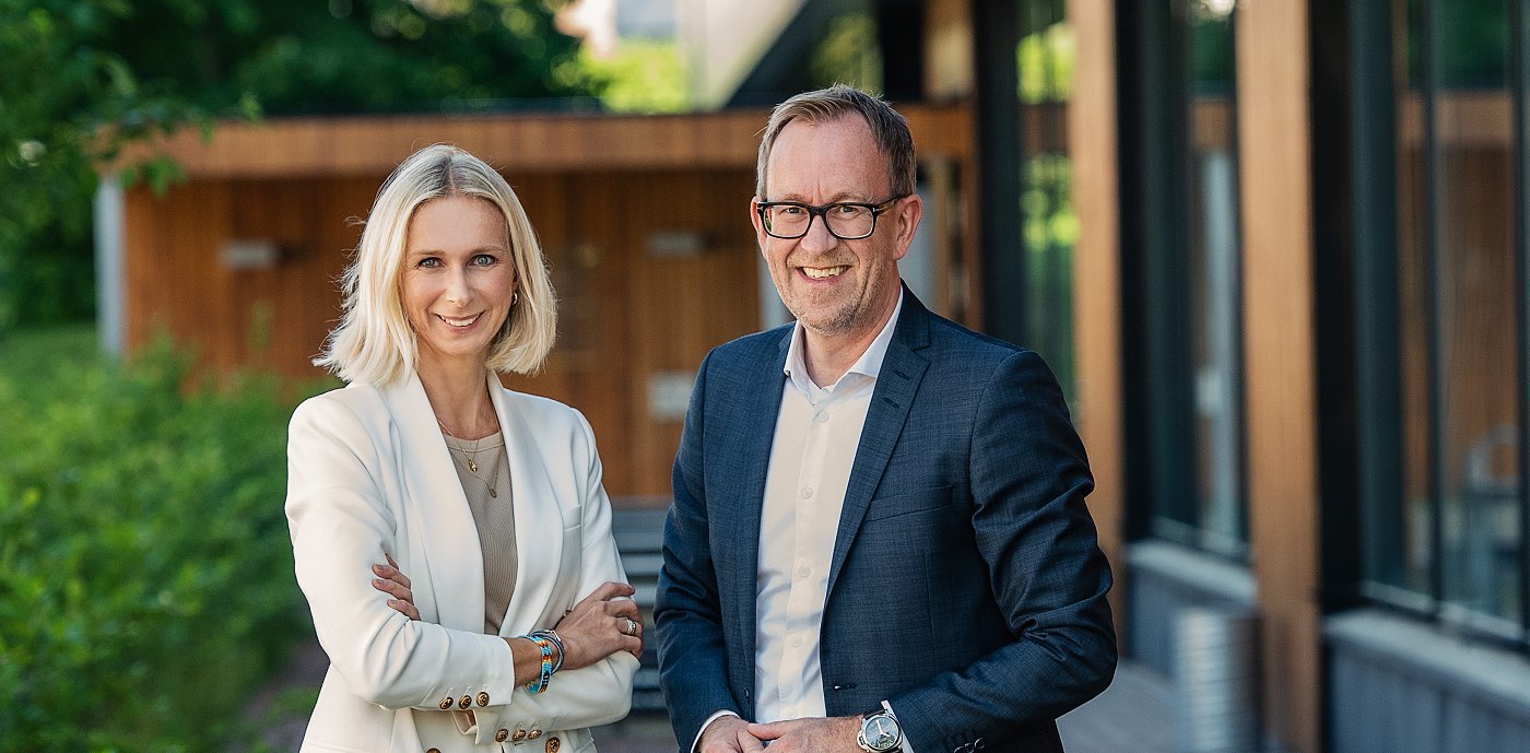 koncerndirektør bæredygtighed, marked og kommunikation Guro Steine og koncernchef Kim Robert Lisø koncerndirektør bæredygtighed, marked og kommunikation Guro Steine og koncernchef Kim Robert Lisø