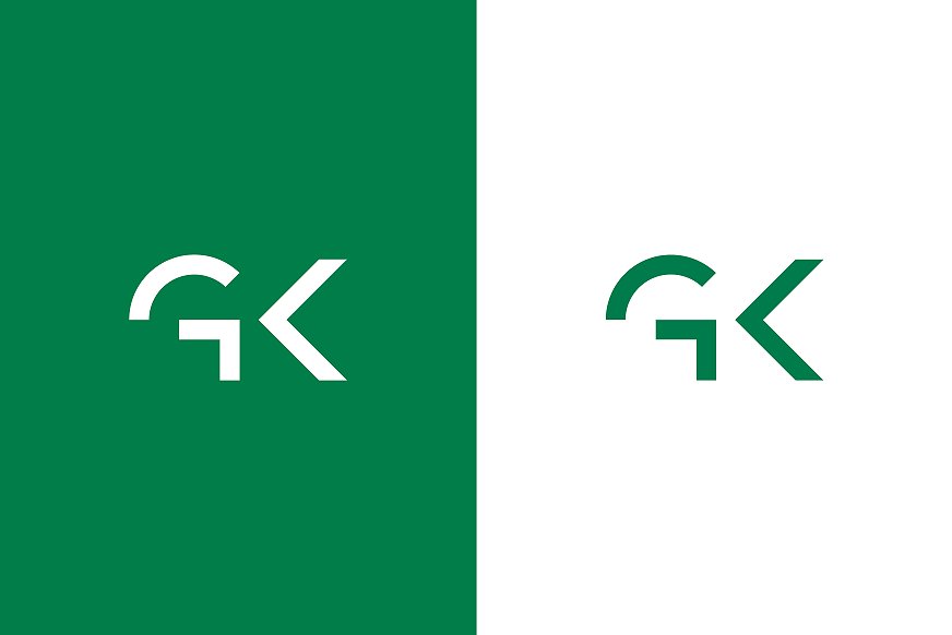 GKs logo i hvit og grønn